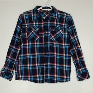 🎁5/$25 George Shirt Girls Youth Size XL 16 Button Up Long Sleeve Plaid